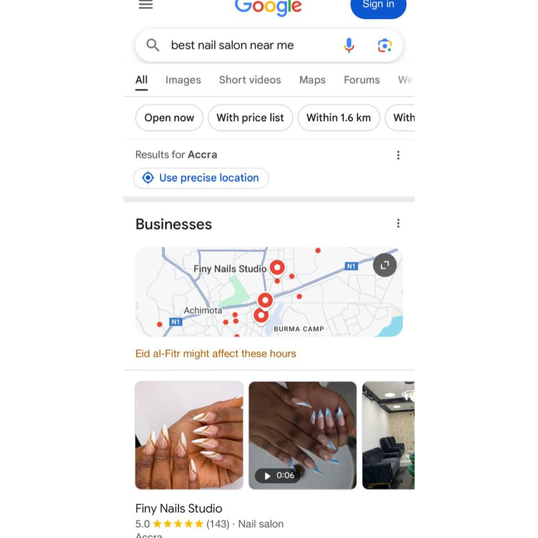 Google results for 'effective digital marketing in Ghana.