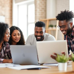 A group of black people in a meeting.