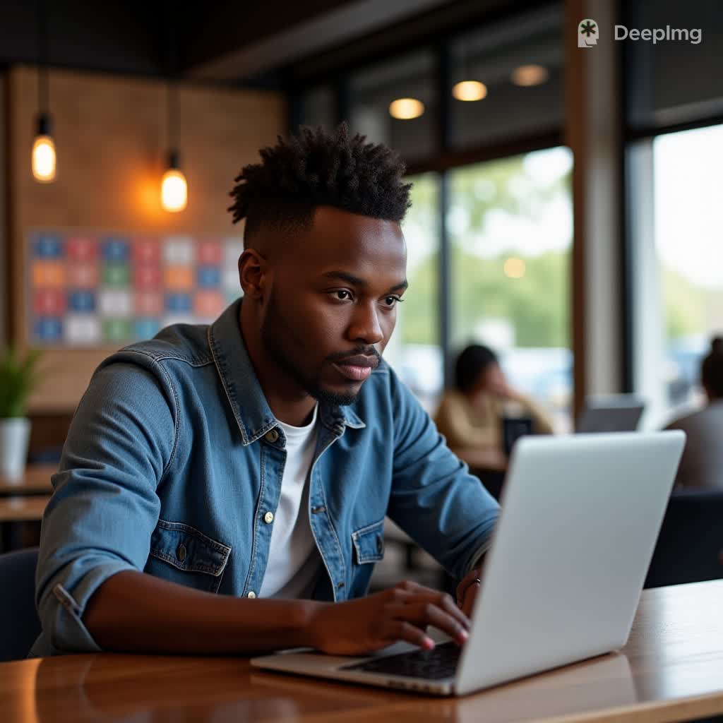 Ghanaian entrepreneur using free social media marketing tools to grow their business online.